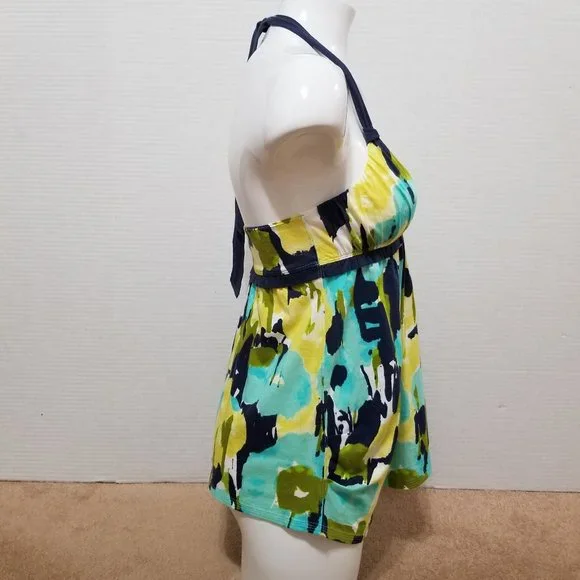 Abercrombie & Fitch top Small colorful abstract floral print sleeveless halter - Picture 4 of 13